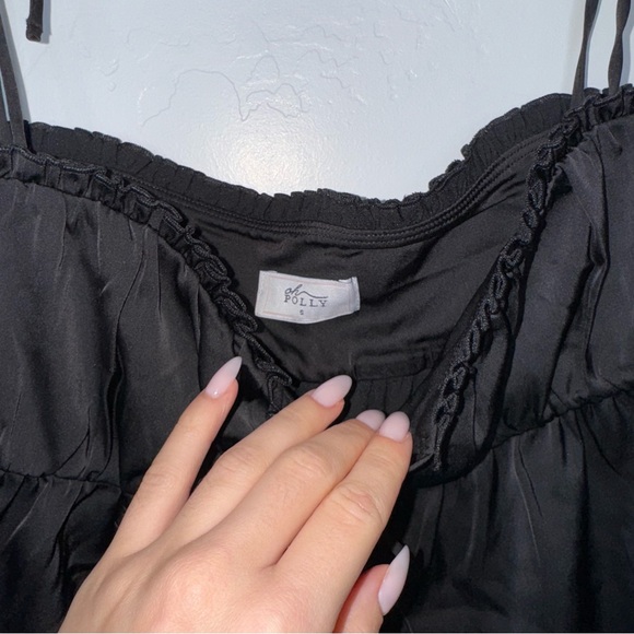 Oh Polly Caramia Tie-Front Camisole Top in Black - Picture 5 of 6